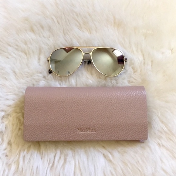 MaxMara Accessories - MaxMara Light Gold- Silver 57mm Aviator Sunglasses